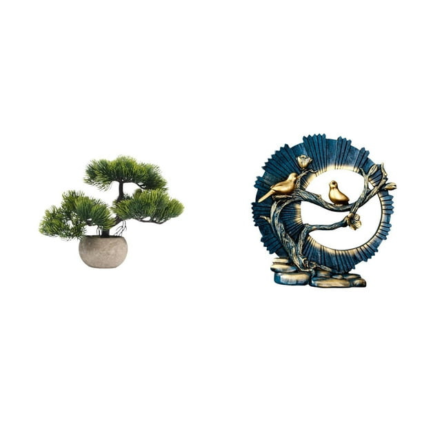 Árbol bonsái artificial,Bonsái artificial para decoración de escritorio o interior,Bonsái artificial,planta falsa en maceta.,figurita o adorno,adorno figurita artesanía escultura estatua