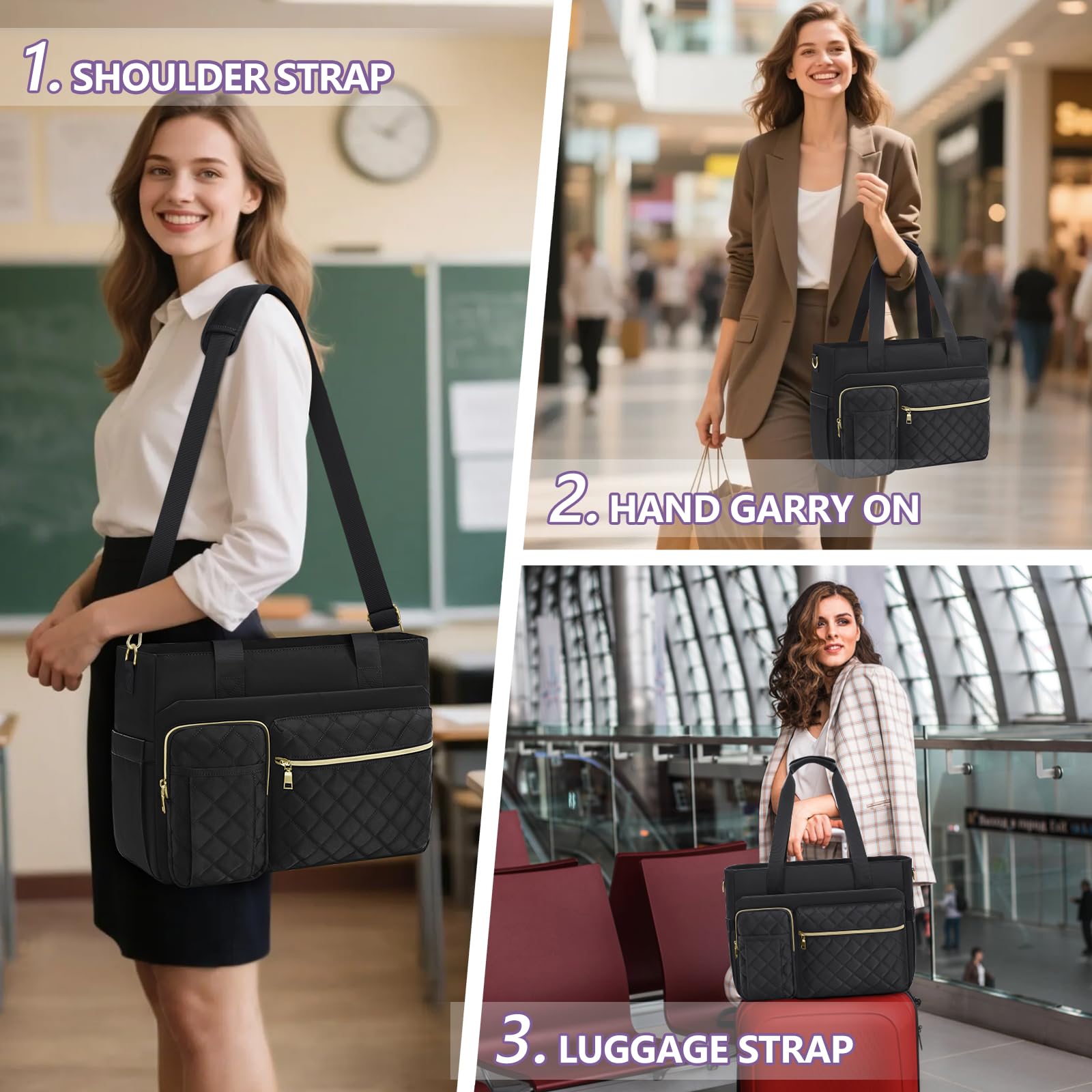 Teacher Tote Bag 15.6 inch Laptop Bag Work Bags for Women Nurse Tote Professional Computer Messenger Shoulder Bags Laptop Briefcase for Office,College,Nursing