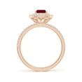 thumbnail image 2 of ANGARA Natural Split Shank Pear Ruby and Diamond Double Halo Ring in 14K Rose Gold for Women (Size-7x5mm) | July Birthstone, Birthday, Anniversary, Jewelry Gift for Women | Natural Ruby Ring, 2 of 9