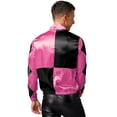 thumbnail image 2 of iixpin Adult Mens Halloween Cosplay Horse Trainer Jacket Long Sleeve Checkerboard Outerwear Costume Hot Pink&Black L, 2 of 7