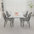 thumbnail image 3 of Dining Sets 47"-63" extendable MDF modern dining table and chair set, suitable for 2-6 people, white dining table and modern grey round dining chair 4-piece set, metal base and suede chair,Kitchen Se, 3 of 25