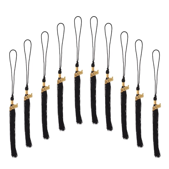 FELTECHELECTR 8Pcs Graduation Cap Decor Tassel Black Polyester Alloy for Graduation Season Ceremonies
