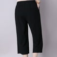 thumbnail image 4 of SBYOJLPB Womens Capris Womens Casual Elastic Waist Loose Cotton Linen Trouser Cropped Wide Leg Pants, 4 of 9