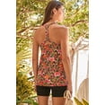 thumbnail image 2 of Swim 365 Women's Plus Size Longer-Length Ruched V-Neck Braided Racerback Tankini Top, 2 of 6