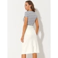 thumbnail image 4 of Unique Bargains Jupe Trapèze Décontractée en Denim pour Femme, Blanc, Petit, 4 of 6