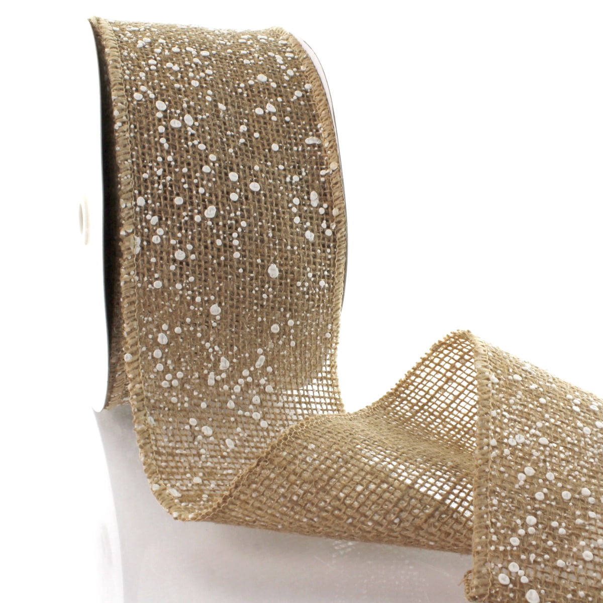 4" Jute Burlap Non-Wired Ribbon Flocked Natural 10 Yards