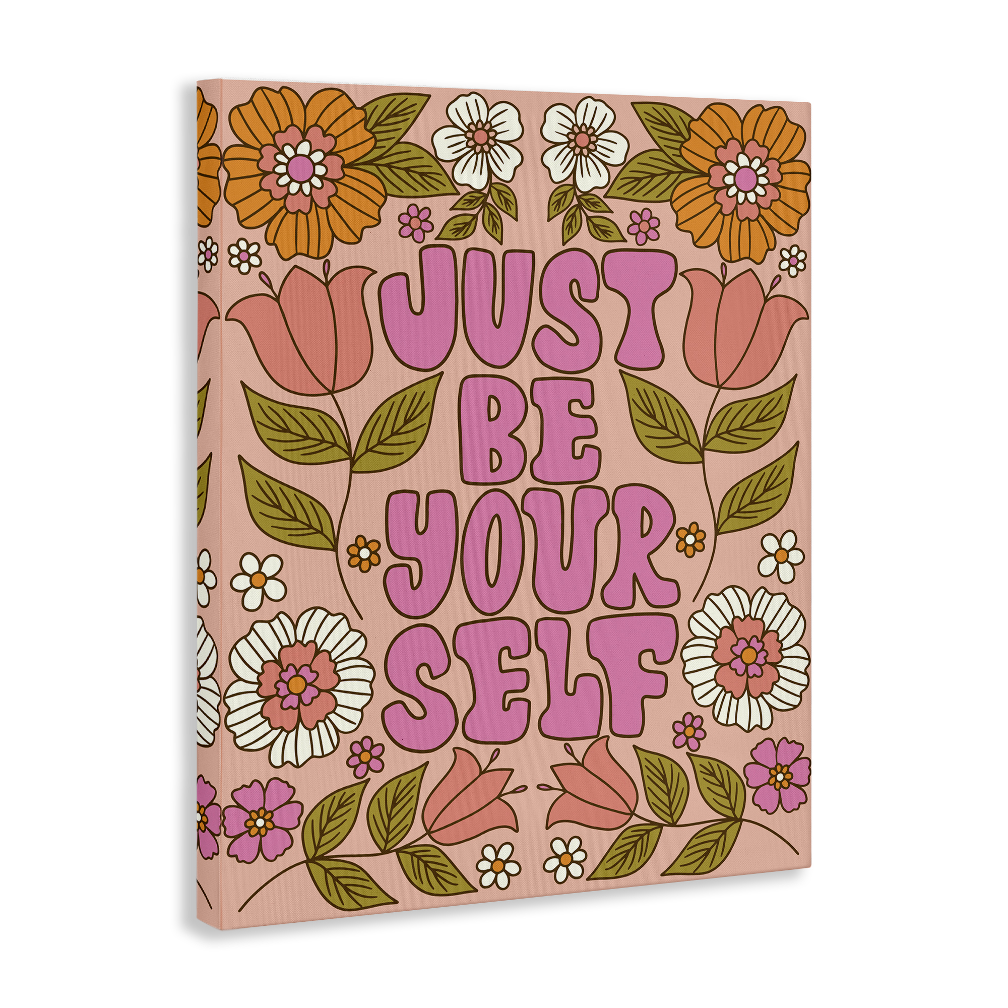 Stupell Industries Be Yourself Flower Power Plants & Flowers Painting Wrapped Canvas Art Print Wall Art, 36 x 48