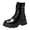 Black, variant on Platform Ankle Boots for Women Shiny Patent Leather Shoes Studded Buckle Straps Lace up Combat Booties White Size 6
