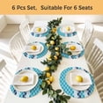 thumbnail image 5 of Ombre Teal Blue Round 13 Inch Placemats Set of 8, Modern Abstract Waves Morocco Striped HeatResistant Non Slip Place Mats for Dining Table, Wipeable Braided Kitchen Table Mats for Housewarming, 5 of 9