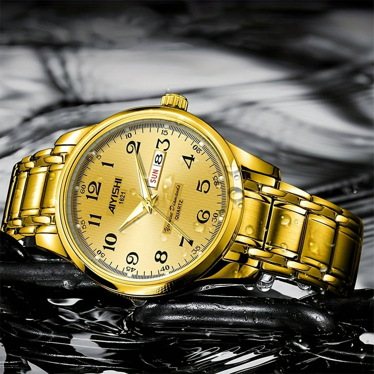 Classic Quartz Round Watch - Date Display, Luminous in Dark