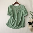thumbnail image 2 of Women Embroidery Half Sleeve Loose And Slim V Neck Is Made Of Cotton Comfortable Elegant Women T Shirt, 2 of 8