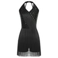 thumbnail image 3 of iixpin Justaucorps à Franges en Strass pour Femmes Cocktail Salon Rumba Salsa Danse Justaucorps Combinaison Noire m, 3 of 4