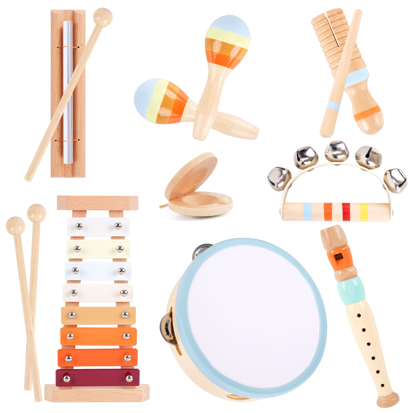 Wooden Musical Instruments for Toddlers 1-3 - Montessori Educational Toys for 1 2 3 Year Old Baby Kids, with Xylophone, One 1st 2st Christmas Birthday Gifts for Girls Boys