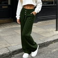 thumbnail image 6 of BRELIL Women's Wide Leg High Waisted Ribbed Casual Lounge Pants Long Pajama Pants Fall Winter Fashion Outfits Loose Baggy Trousers for Party, Army Green S, 6 of 9