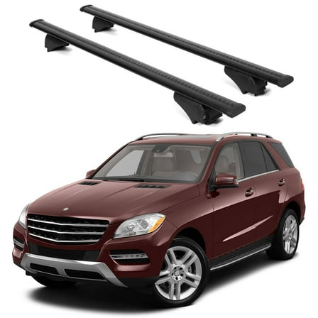 ERKUL Roof Rack Cross Bars for Mercedes Benz M-Class 2012-2015 | Aluminum Crossbars with Anti Theft Lock for Rooftop | Compatible with Raised Rails - Black