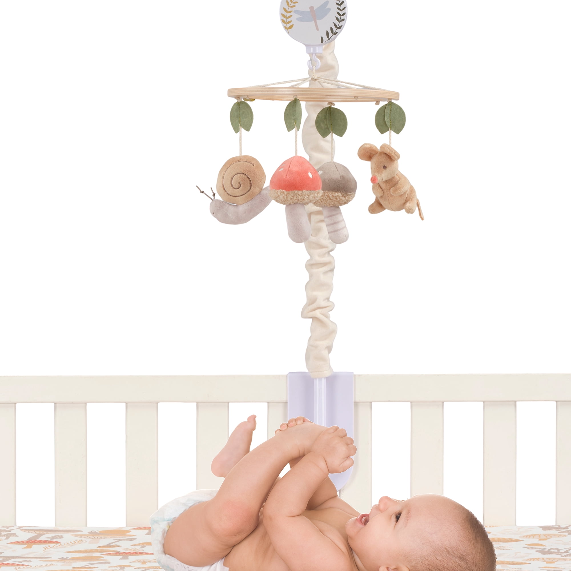 Lambs & Ivy Mushroom Meadow Musical Baby Crib Mobile Soother Toy