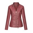 thumbnail image 1 of Puntoco, cárdigan de cuero con cremallera sólida a la moda para mujer, con bolsillo, abrigo corto, chaqueta, liquidación Puntoco Puntoco-308, 1 of 5