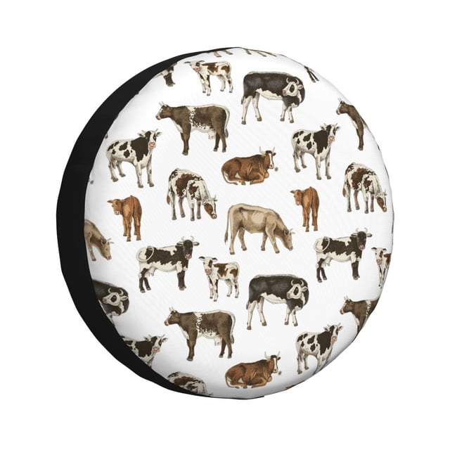 Fotbe Cow Funda de Llanta de Repuesto con Estampado, Engrosada, Ajuste Universal para Jeep, Remolque, RV, SUV, Camión-17 inch