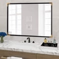 thumbnail image 1 of ANDY STAR 30 x 40 Inch Rectangular Wood Framed Vanity Mirror, Black & Gold, 1 of 7