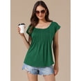 thumbnail image 4 of DARING DIVA Women's Cap Sleeve Pleated Round Neck Flowy Casual Blouses XL Dark Green, 4 of 6