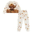 thumbnail image 3 of DISNIMO Highland Cow Sunflower Printed Womens Pajamas Set Maple Leaves Print Two Piece Pj Sets Soft Comfy Sleepwear with Pocket Long Sleeve Lounge Set Round Neck Nightwear with Long Pants, L, 3 of 7