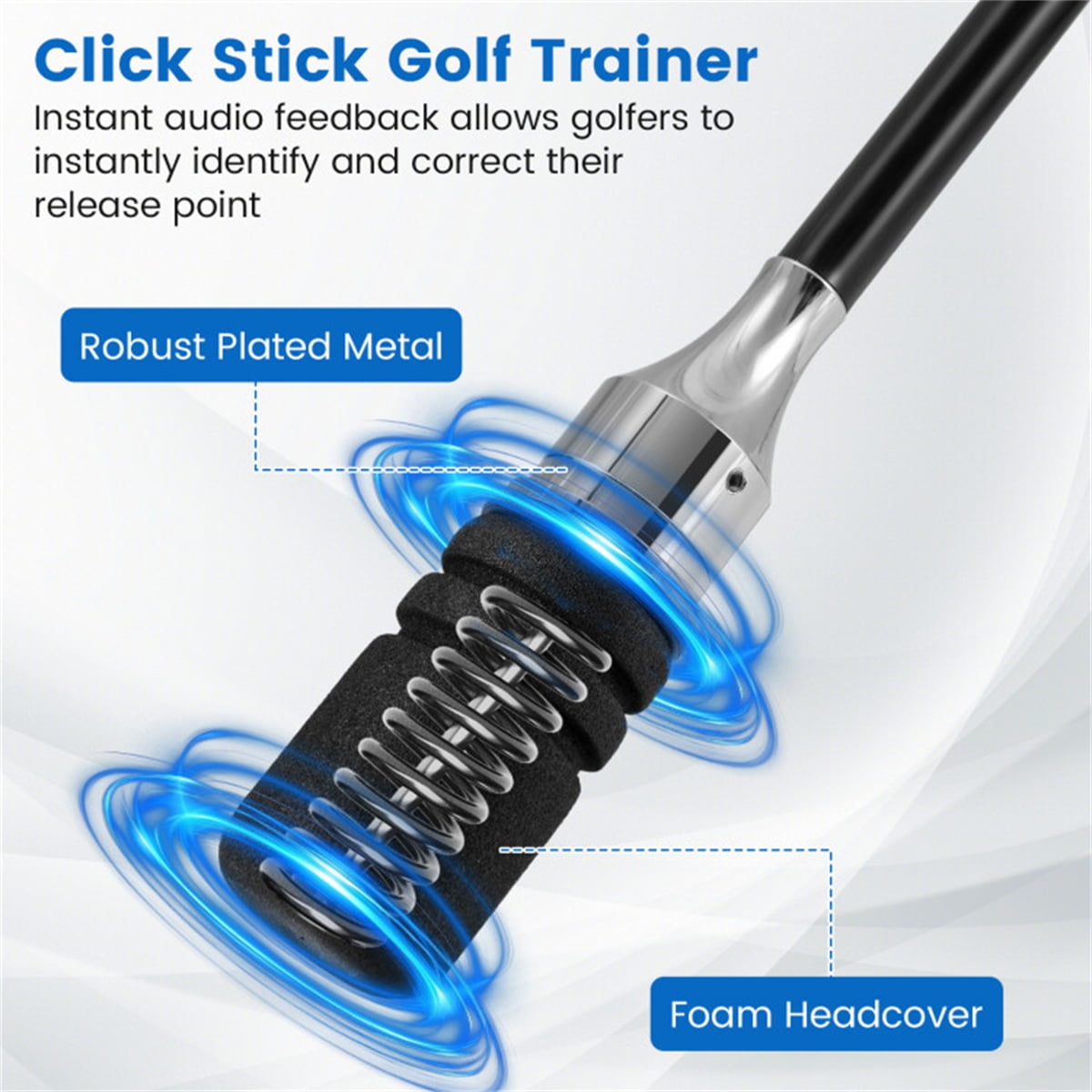 Portable Fiberglass Golf Swing Stick, Improve Grip & Shot Accuracy Golf Warm-Up Tool for Beginners & Pros-Black