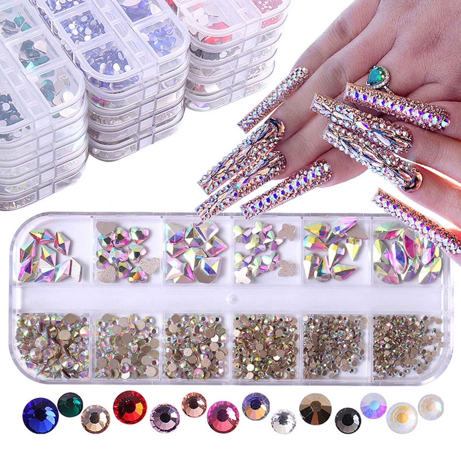Rhinestones Small for Nails Paper Bead Roller Nail Sticker Rose Nail Stickers Rhinestones for Makeup for Eyes Short Acrylic Nails Rhinestone on Nails Cow Print Nail Stickers Pigment for