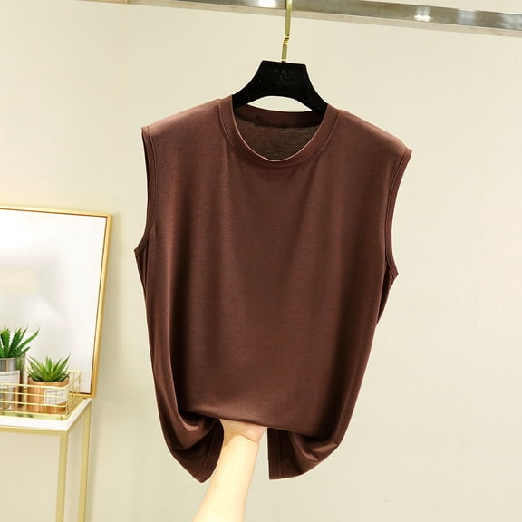 Neewe Workout Tops for Women Basic Tank Summer 2026 Camisole Crewneck Loose Fit Modal Sleeveless Top