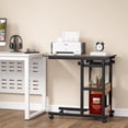 thumbnail image 4 of TribeSigns Overbed Bedside C Table Small Computer Desk Sofa Table with Storage Shelves, Mobile Couch Table Tray Snack TV Laptop Table with Wheels, 4 of 7