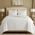 thumbnail image 7 of DBOZE Oversized Queen 3 Piece Lightweight Quilt Set Soft Cotton Blend Bedspread with Diamond Embroidery White, 7 of 7
