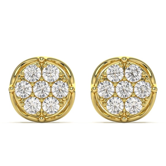 Pompeii 1 3/4Ct 7-Stone Diamond Stud Earrings in Yellow Gold (E/F,VS/SI)