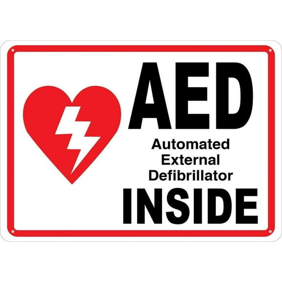 Aed Inside Wall Sign Outdoor Metal Sign - 12 X 8 Metal Signs For Business, Workplace, Office, Home, Delivery Signs, Road Signs, Garden Signs
