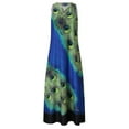 thumbnail image 5 of Tiqkatyck Dresses for Women 2023 Women Plus Size Sleeveless Peacock Print Long Maxi Dress Boho Summer Beach Dress Womens Dresses Blue, 5 of 7