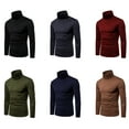 thumbnail image 3 of Man Thermal Shirt Cotton Turtleneck Solid Color Long Sleeve Pullover Winter Home School Sleep Inner Wear Underwear Male Dark Blue M, 3 of 8