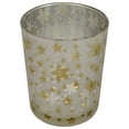thumbnail image 3 of Northlight Stars and Snowflakes Frosted Glass Christmas Candle Holder - 3"  - Silver and Gold, 3 of 5