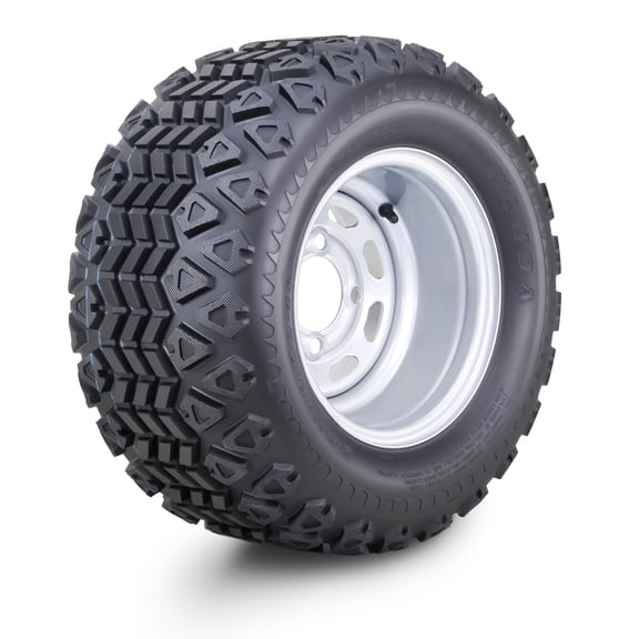 WANDA Golf Cart Tire & Wheel Assembly 20X10-10 with 4 Lugs on 4" PCD ET-15.5 Silver Wheel-14030