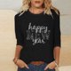 thumbnail image 1 of TaTaai 3/4 Sleeve Round Neck Printed Top, Women's Loose Casual Blouse, Versatile Cool Design, Suitable for Home Daily Casual Outfits Gift, 1 of 6