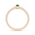 thumbnail image 2 of Angara Natural 0.15 Ct. Emerald with Diamond Classic Ring in 14K Rose Gold for Women (Ring Size: 3), 2 of 8