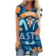 thumbnail image 1 of Blusa de manga corta con estampado de cuello redondo informal para mujer a la moda, Tops de verano OAVQHLG3B Store lin121212, 1 of 3