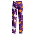thumbnail image 6 of IYYVV Women'S Halloweens Pajama Pants Funny Lantern Print Drawstring House Bottom Stretch Lounge Spooky Ghost Lounge Pants Dark Purple S, 6 of 6