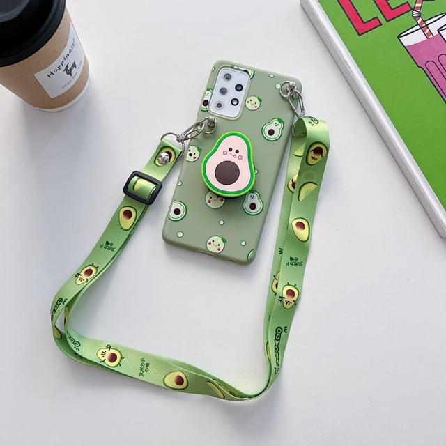Funda de teléfono con correa de cordón cruzado de dibujos animados para Samsung Galaxy A6, A7, A8 Plus 2018, A51, A71, 4G, A12, A50, A70, A50s, A30 qiuyongmign unisex