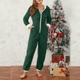 thumbnail image 6 of Feancey Onesie Pajamas for Women Plush Hooded Christmas Onesies Winter Fuzzy Fleece Pj Rompers Adult Casual One Piece Jumpsuits with Pockets Green S, 6 of 9