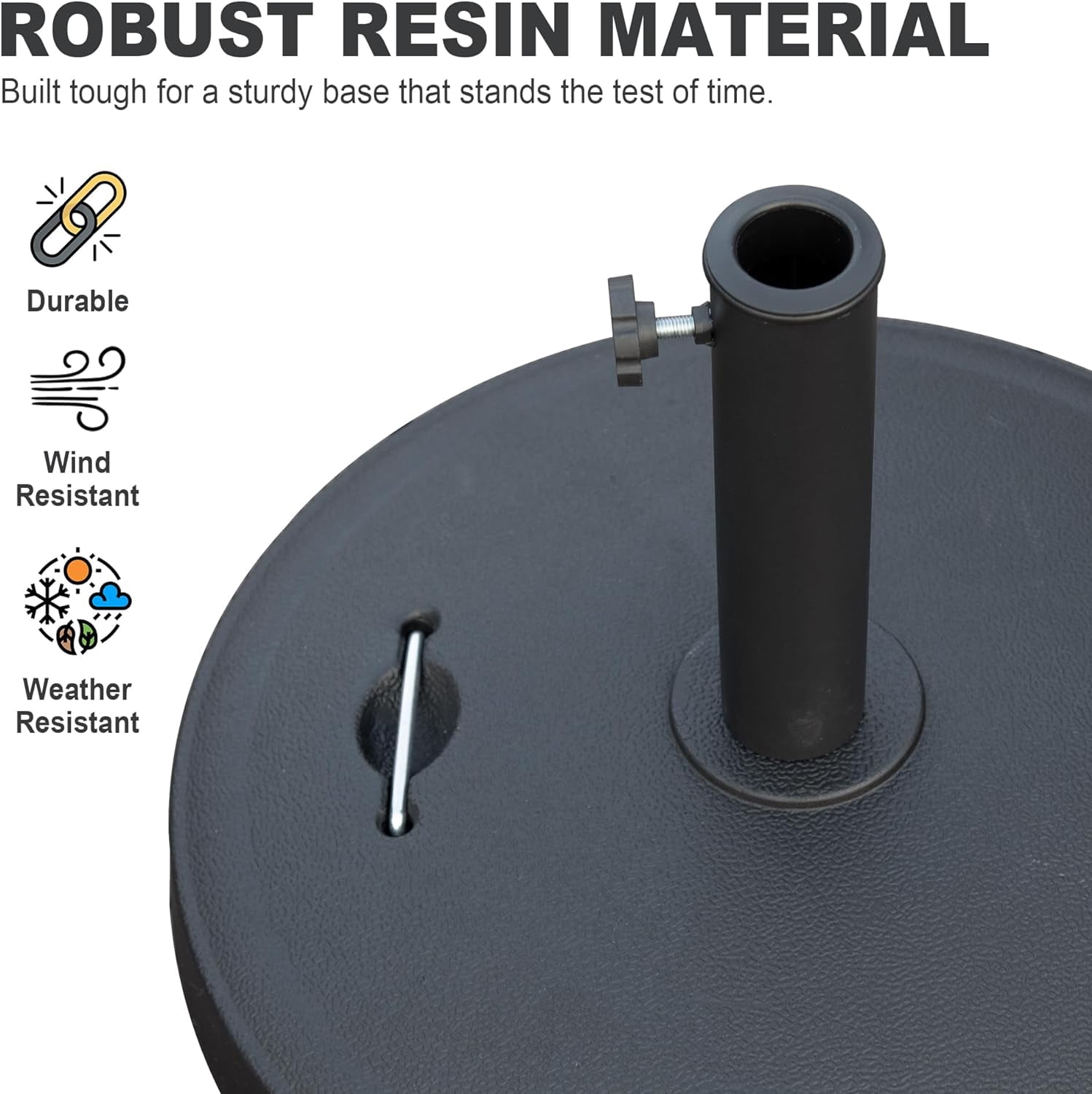 Domi Patio Umbrella Base, Umbrella Stand Base with Adjustable Knob and 2 Durable Handles, Patio Table Umbrella Base for Outdoor 1.5''~1.9'' Market Umbrella Heavy Duty Umbrella Holder, Black