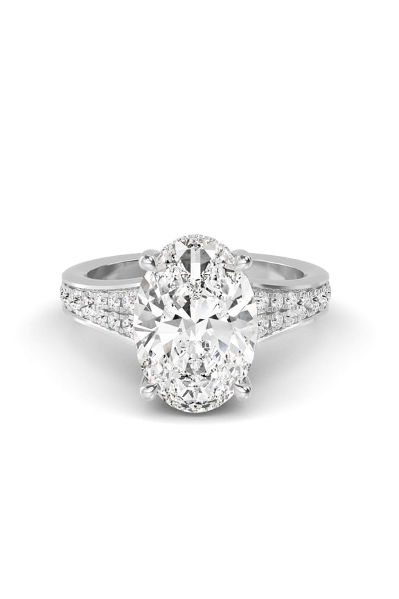 1 to 5 Carat Oval Shape LAB GROWN Diamond Vintage Engagement Ring Wedding Ring for Women (Color D-E Clarity VS1-VS2) Platinum 1 Carat Size-5