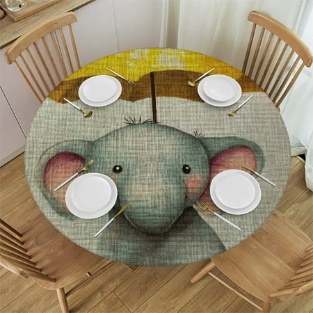 

Patifu Elephant Butterflies Round Tablecloth Stain-Resistant Washable Indoor Outdoor Restaurant Wedding Party Picnic Dining Kitchen Farmhouse Home Decor 38 -42