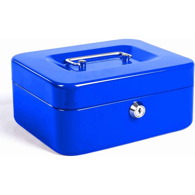 Locking Medium Steel Cash Box with Money Tray Lock Box