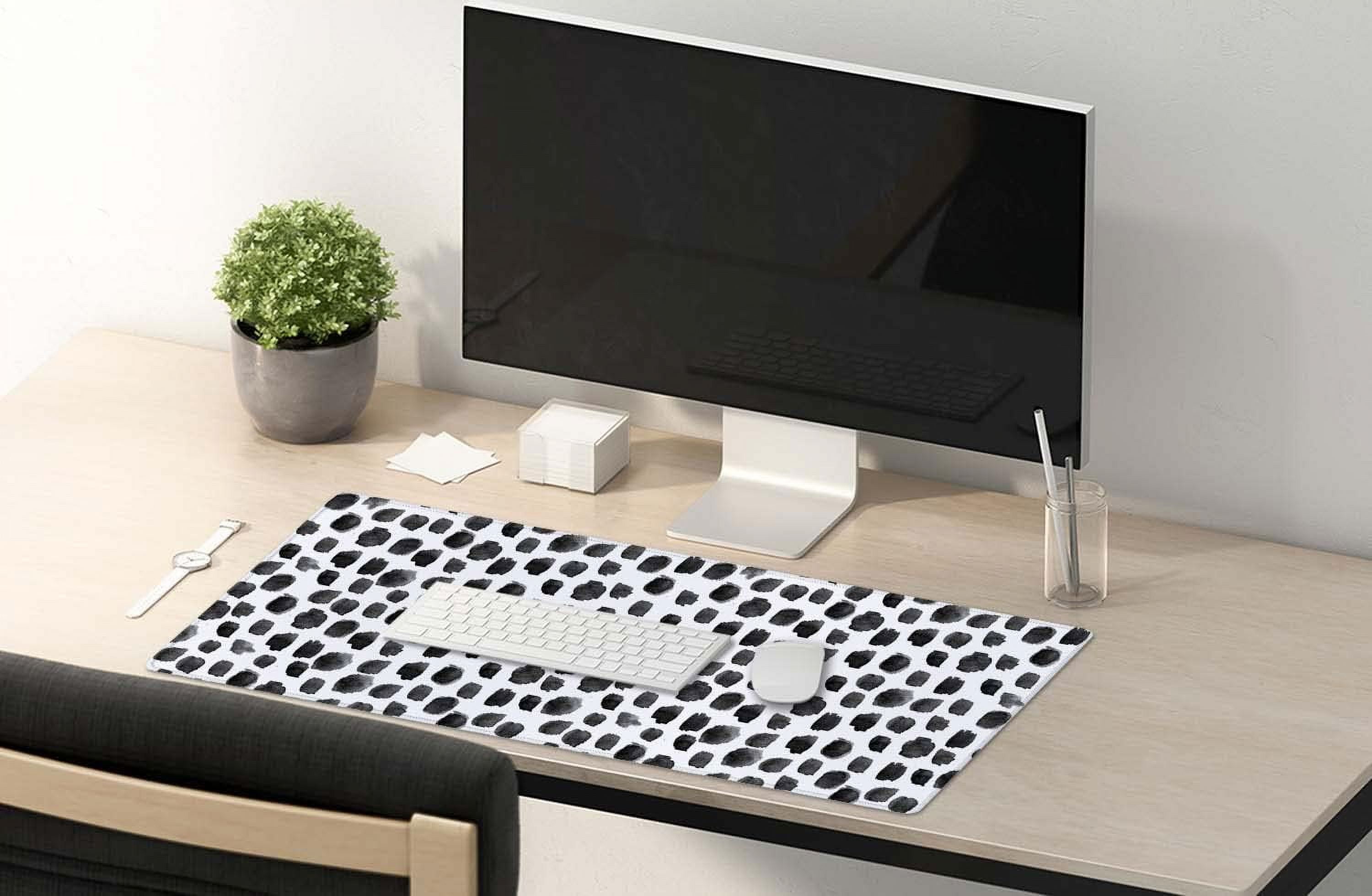 Polka Dot Extended Gaming Mouse Pad Mat Large Desk Mat Non Slip Rubber Base Computer Desktop Laptop Keyboard Mouse Mat Stitched Edges, 35.5x15.7 in XXL Waterproof Mousepad for Work Game