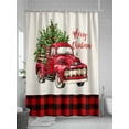 thumbnail image 5 of Christmas Truck Small Stall Shower Curtain, Waterproof Shower Curtains for Bathroom, Vintage Xmas Red Buffalo Plaid Washable Fabric Cloth Bath Curtain for Bathtub Decoration with Hooks 36x78 Inches, 5 of 6