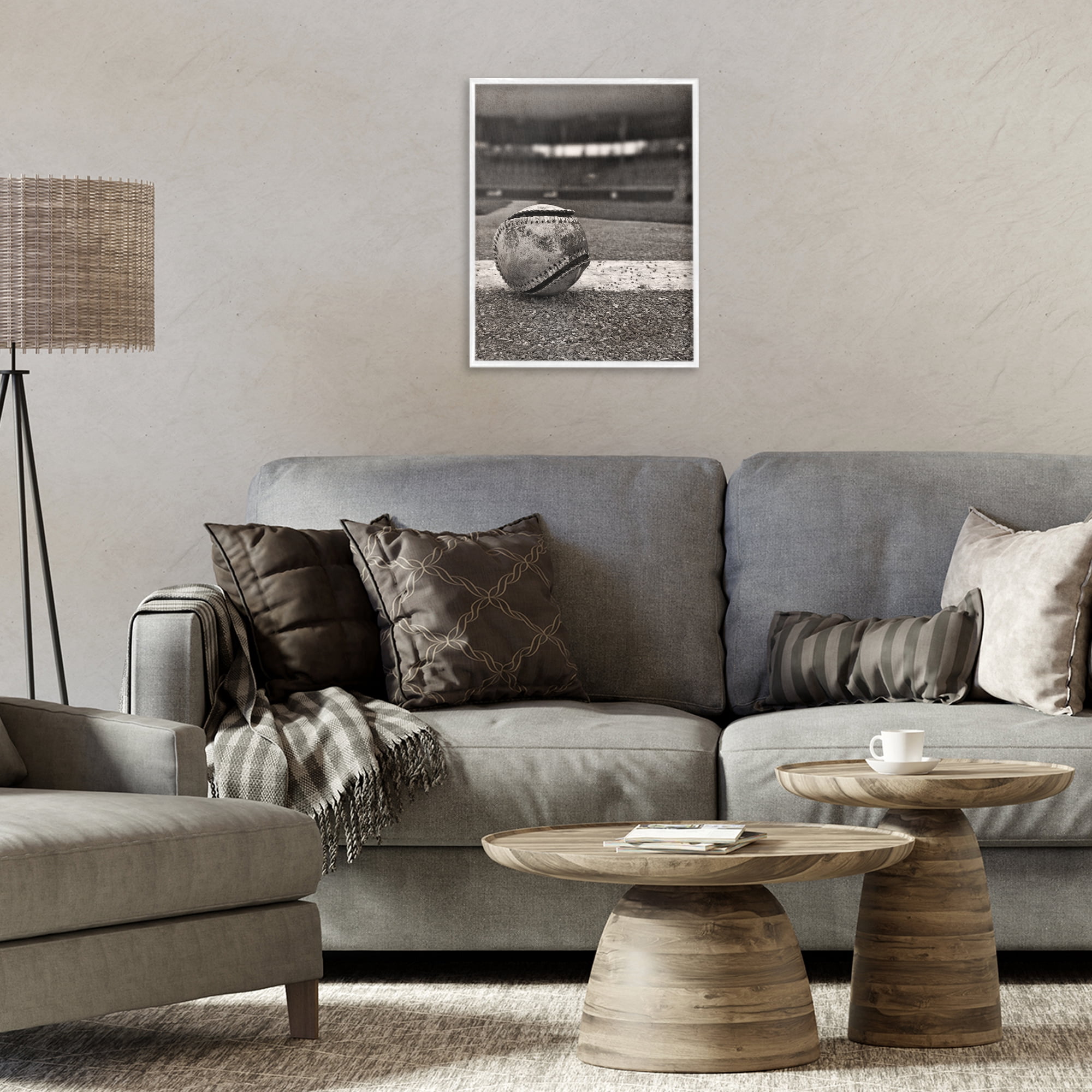 Stupell Industries Vintage Sports Weathered Baseball White Framed Giclee Art, design by Marcus Prime