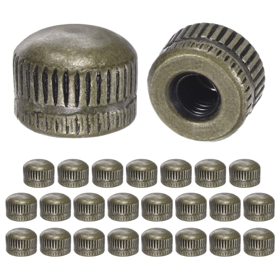25-Pack Threaded Cap Nuts, M4x11mm Screw Caps for Light Fixture, Female Knurled Knob Nut for Ceiling Light Cover Replacement [Bronze Tone]